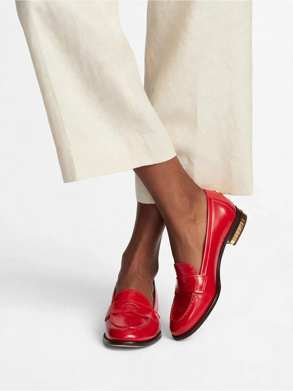 Tory Burch Red Patent Leather Penny Loafers